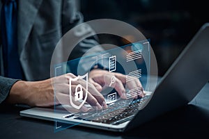 User authentication cybersecurity information security and encryption, technology personal data online.computer system firewall