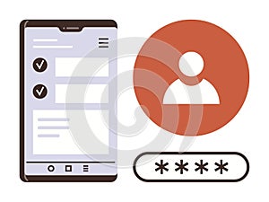 User Authentication on Mobile Device with Profile Icon and Password Input