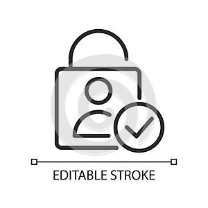 User authentication pixel perfect linear icon