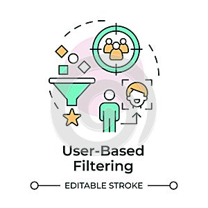 User-based filtering multi color concept icon
