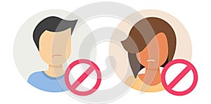 User blocked icon flat vector graphic, access permission restricted denied for man woman member cartoon illustration, personal