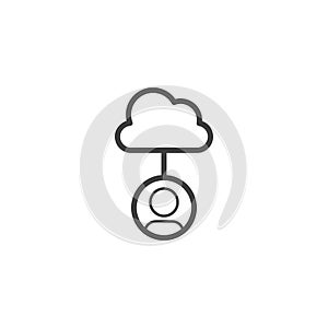 User cloud computing line icon