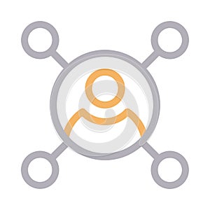 User connection thin color line vector icon