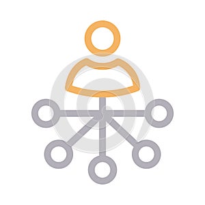 User connection thin color line vector icon