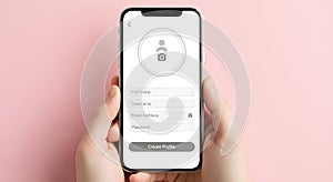User creating profile on mobile device