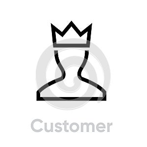 User Customer icon Profile Avatar with Crown Pictogram illustration.