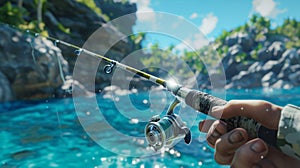 A user customizing their fishing rod with special attachments to catch specific particles photo