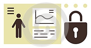 User Data Analysis and Security Features with Statistics and Lock Icon