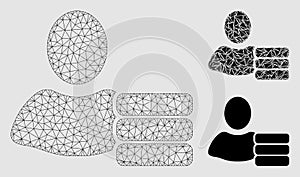 User Database Vector Mesh Carcass Model and Triangle Mosaic Icon