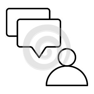 User and dialogue bubble thin line icon. Message from user vector illustration isolated on white. Person and chat