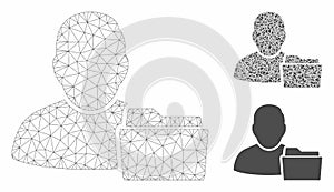 User Document Folder Vector Mesh Wire Frame Model and Triangle Mosaic Icon