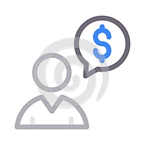 User dollar vector color line icon