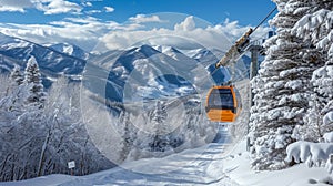 User Eagle Bahn Gondola in Vail with sunrise.