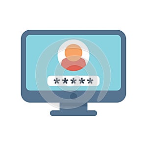 User entering password on computer for website login