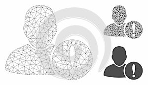 User Exclamation Vector Mesh Wire Frame Model and Triangle Mosaic Icon