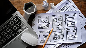 User experience mobile application wireframe.