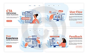 User Experience set. Flat vector illustration