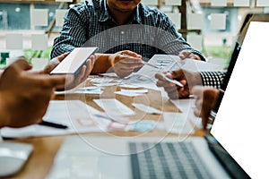 User experience UX designer designing web on smart phone layout. UI developer planning working on mobile application prototype