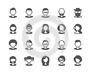 User faces set of flat vector icons