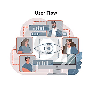 User Flow visualization concept. Flat vector illustration photo