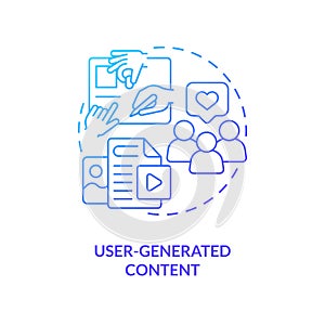 User generated content blue gradient concept icon