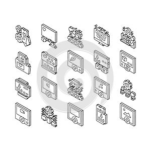 User Generated Content Collection isometric icons set vector