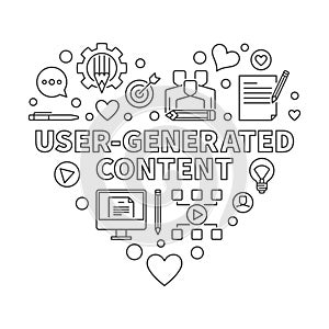 User-Generated Content Heart vector outline illustration