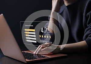 User give rating to service experience on online application. Customers opinion evaluate the quality of services to reputation and