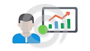 User with Green Bar Chart for Growth, vector design Generative AI