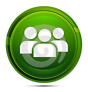 User group icon glassy green round button illustration