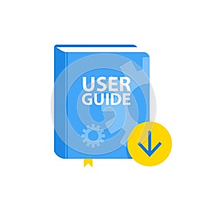 User Guide book download icon. Flat illustration photo