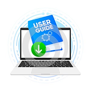 User Guide digital book. User manual document and download link. Reference book, instructions and guide. Vector