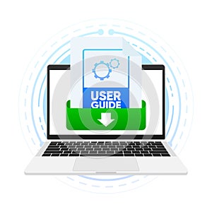 User Guide file. User manual document and download link. Reference file, instructions and guide. Vector illustration.