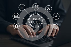 User guide manual instruction help tutorial document information support assistance process workflow system handbook