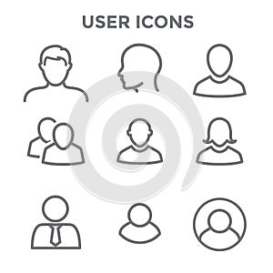 User Icon Set with Man, Woman, and Multiple People