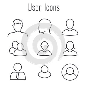 User Icon Set with Man, Woman, & Multiple People photo