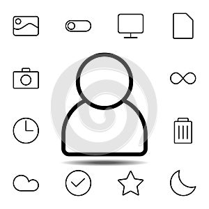 user icon. Simple thin line, outline vector element of minimalistic, web icons set for UI and UX, website or mobile application