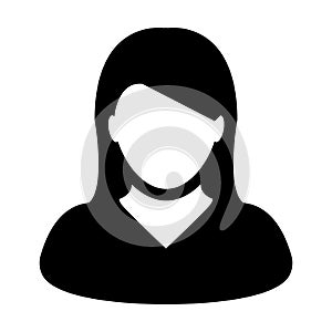 User Icon Vector Female Person Symbol Profile Avatar Sign In Glyph Pictogram illustration