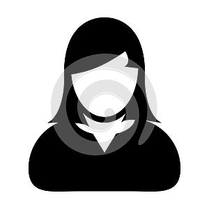 User Icon Vector Female Person Symbol Profile Avatar Sign In Glyph Pictogram illustration