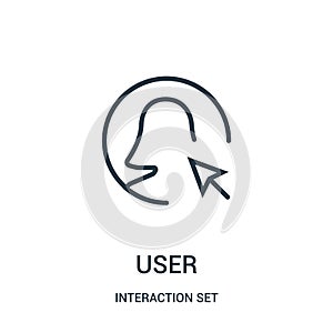 user icon vector from interaction set collection. Thin line user outline icon vector illustration