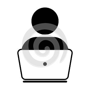 User Icon Vector With Laptop Computer Male Person Profile Avatar