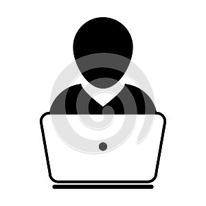 User Icon Vector With Laptop Computer Male Person Profile Avatar