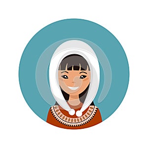 User icon of young Alaska woman in flat style