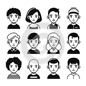 User Icons set on White Background. Vector