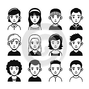 User Icons set on White Background. Vector