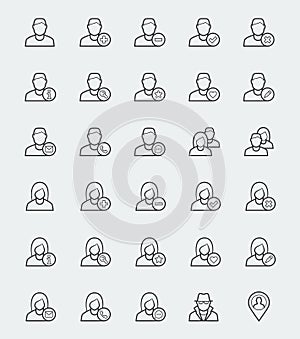 User icons for web and apps in outline style