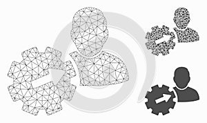 User Integration API Gear Vector Mesh 2D Model and Triangle Mosaic Icon