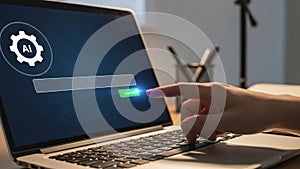 User interacting with ai-powered laptop interface