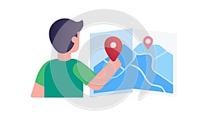 User Interacting with Digital Map Interface, vector design Generative AI