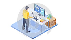 User Interacting with Large Digital Screen Display, vector design Generative AI